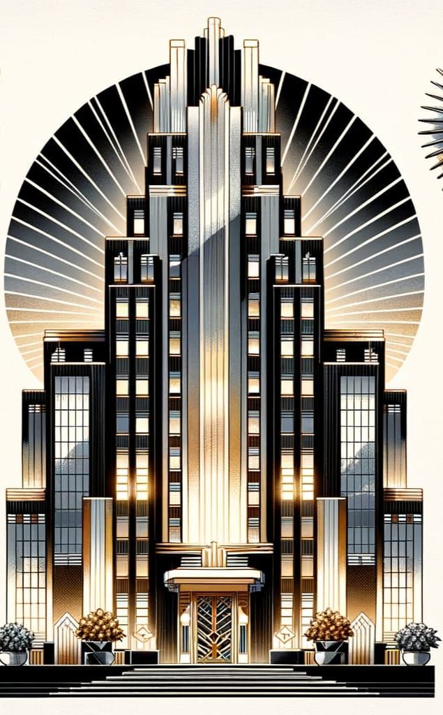 Art Deco High-Rise Building with Geometric Designs