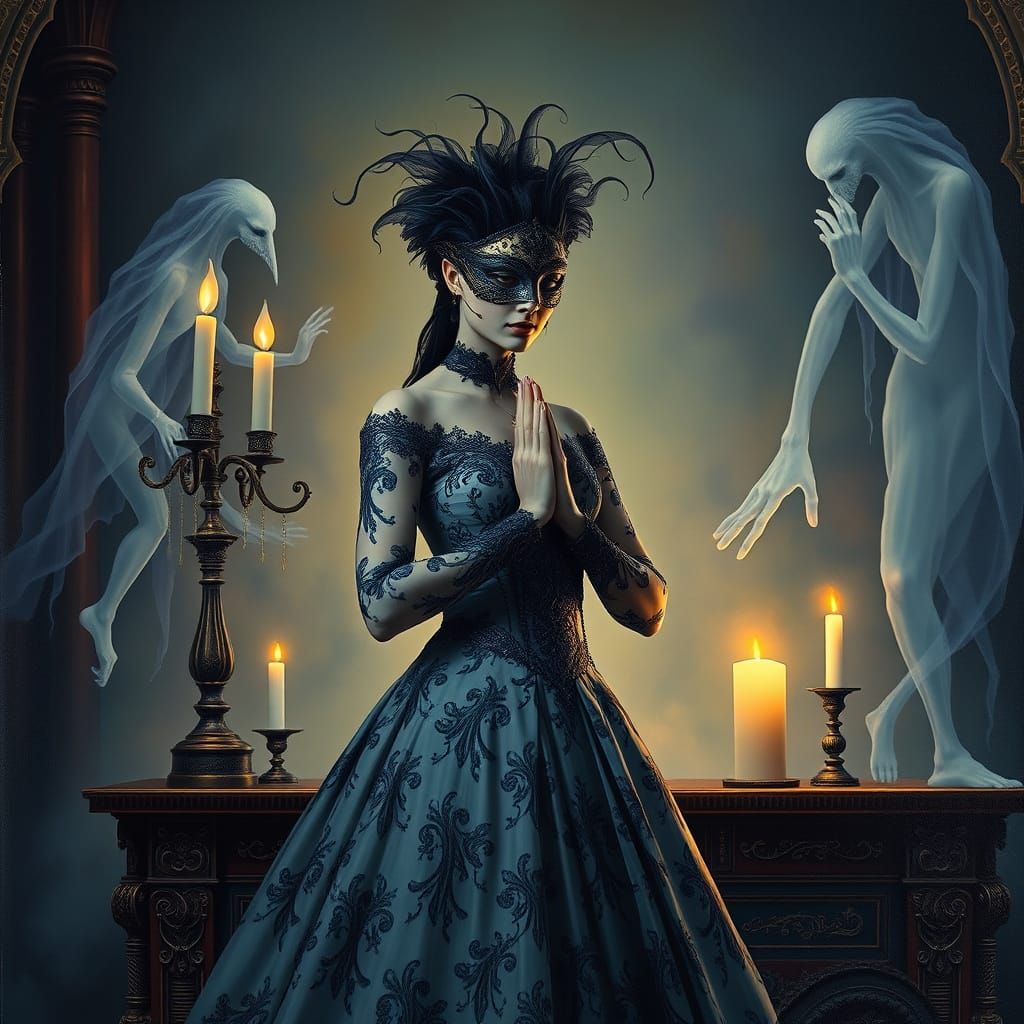 Woman in Midnight Masquerade, Lost in Twilight Realm