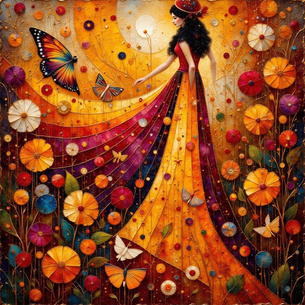 Nature Goddess in Klimt Style with Vivid Hues