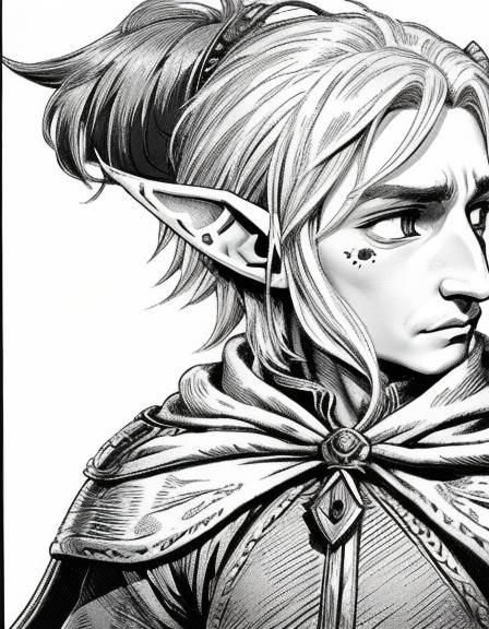 Half-Elf Bard with Roguish Expression