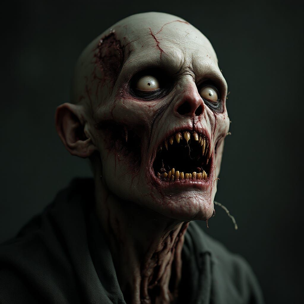 Frightening Zombie Face in 3D Sketchy Style