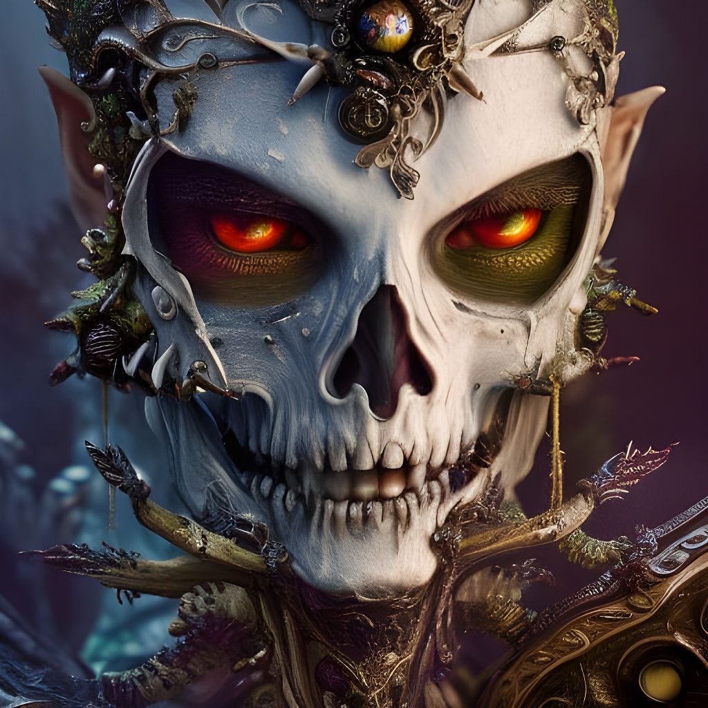 Majestic Skeleton Demon in Jewel Armor Portrait