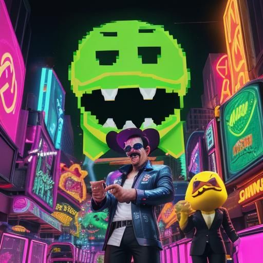 Cyberpunk Arcade Adventure: Pac-Man's Neon Mystery