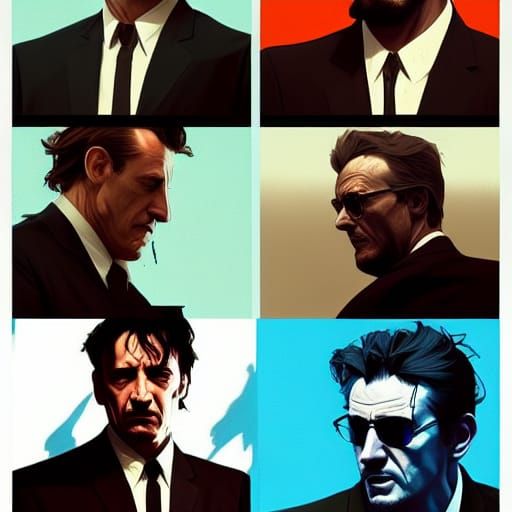 Intricate Reservoir Dogs Portrait in Art Nouveau Style