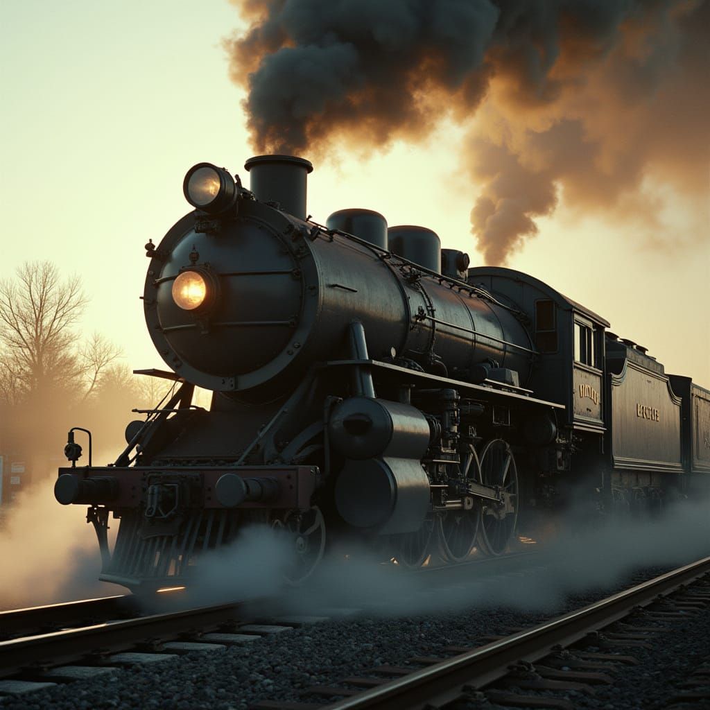 Majestic Steam Locomotive in a Burst of Steamy Gravy