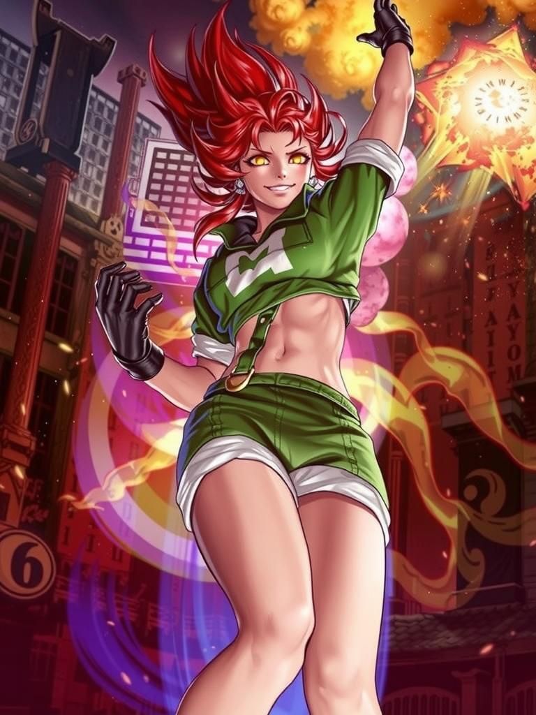 Orochi Leona Heidern Anime Portrait in Junji Ito Style