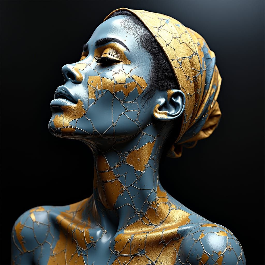 Maximalist 3D Collage: African Woman Portrait