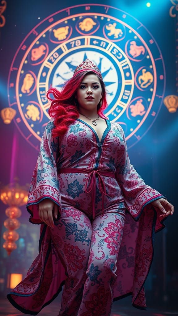 Mystical Empress in Vibrant Zodiac Harmony