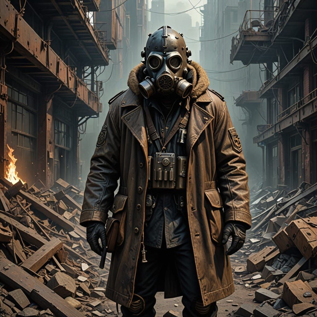 Cyberpunk Ogre in a Post-Apocalyptic Wasteland