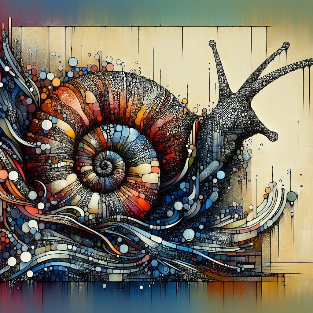 Abstract Sea Snail in Cubist Graffiti Style