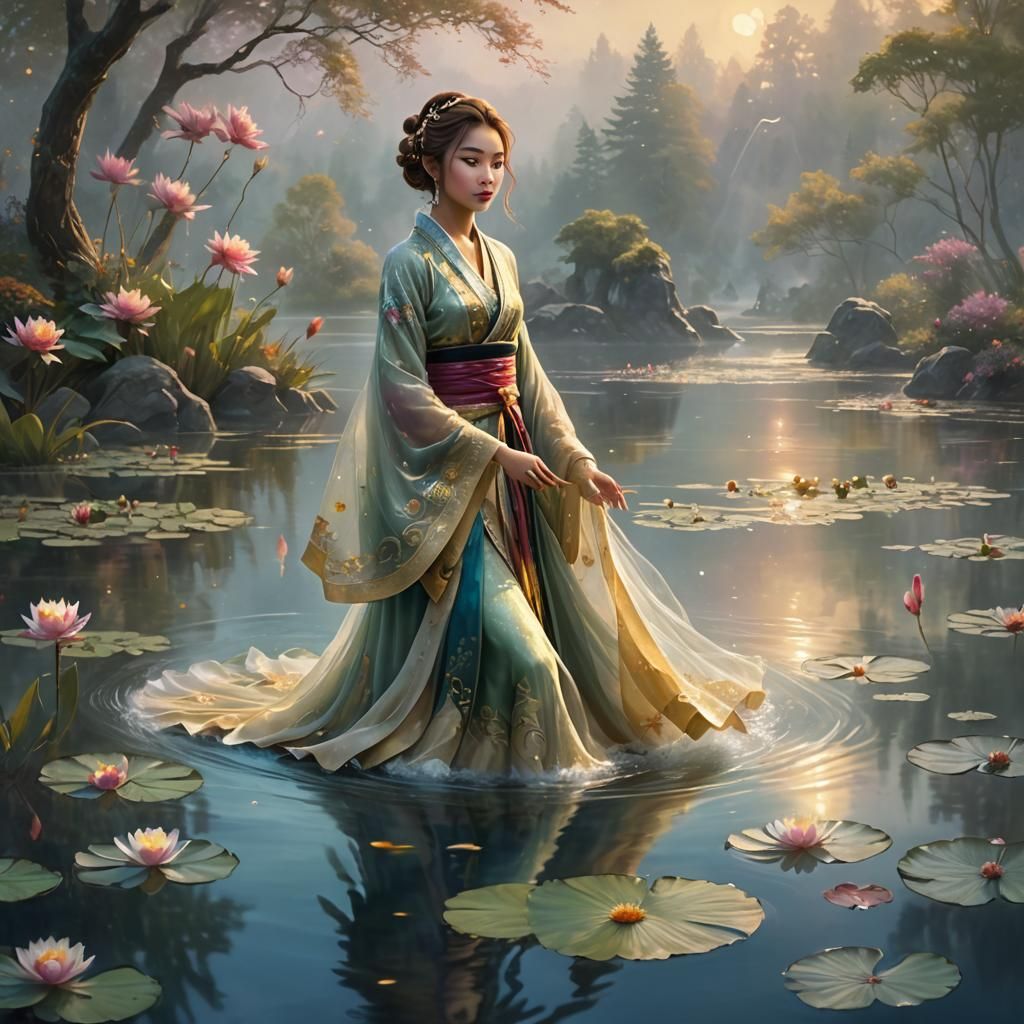 Yuna from (final fantasy X) preforming sending  ethereal fan...