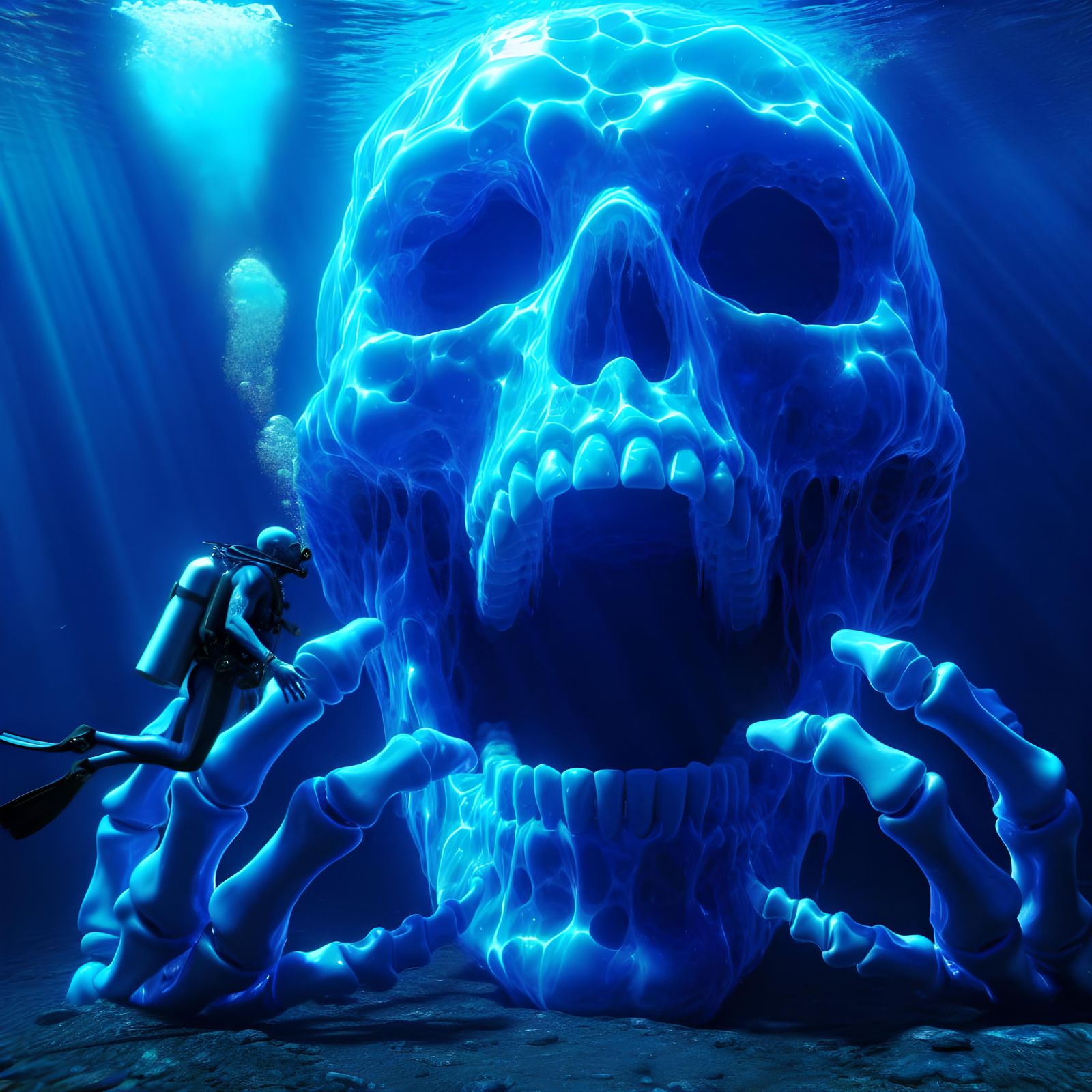 Underwater Luminous Skull Discovery