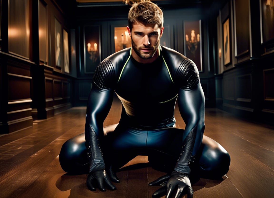 Muscular Men Wrestling in Wetsuits, Fantasy Art