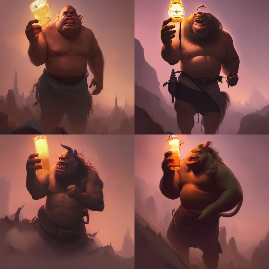 Ogre Enjoying Beer: Detailed 8K Concept Art