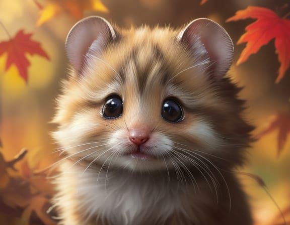 Joyful Baby Mouse Portrait in Grunge Oil Style