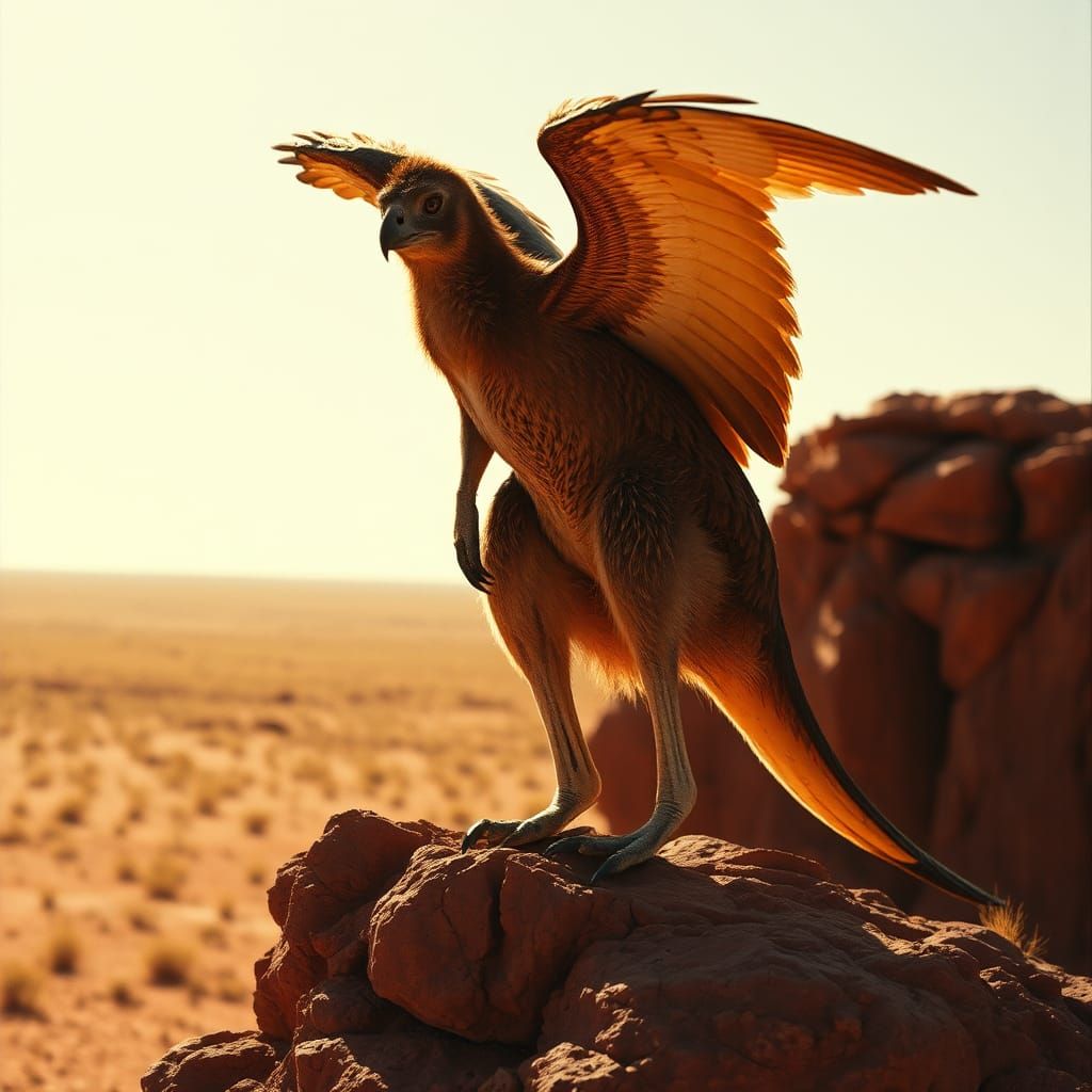 Kangaroo Falcon Hybrid in Outback Landscape