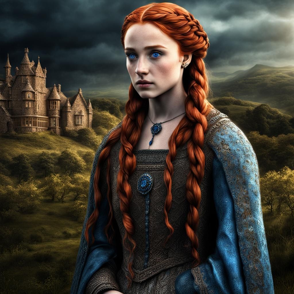 Hyperrealistic Portrait of Beautiful Auburn-Haired Woman