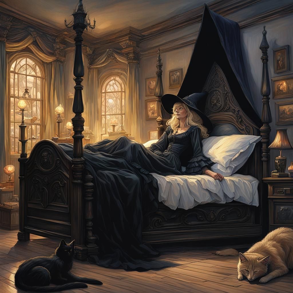 Tired Witch Sleeps: Dark Fantasy Concept Art