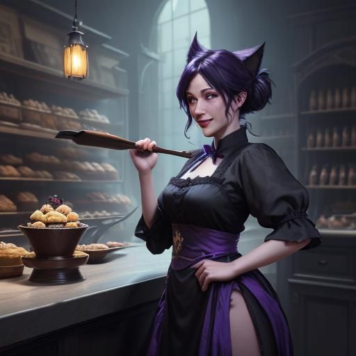 Jiji Black Cat in Bakery, Studio Ghibli Style