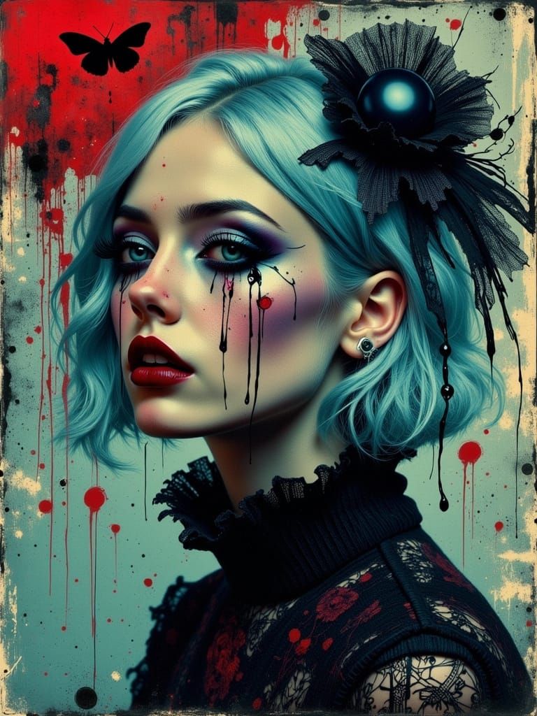 Gothic Abstract Portrait in Grungeflux Style