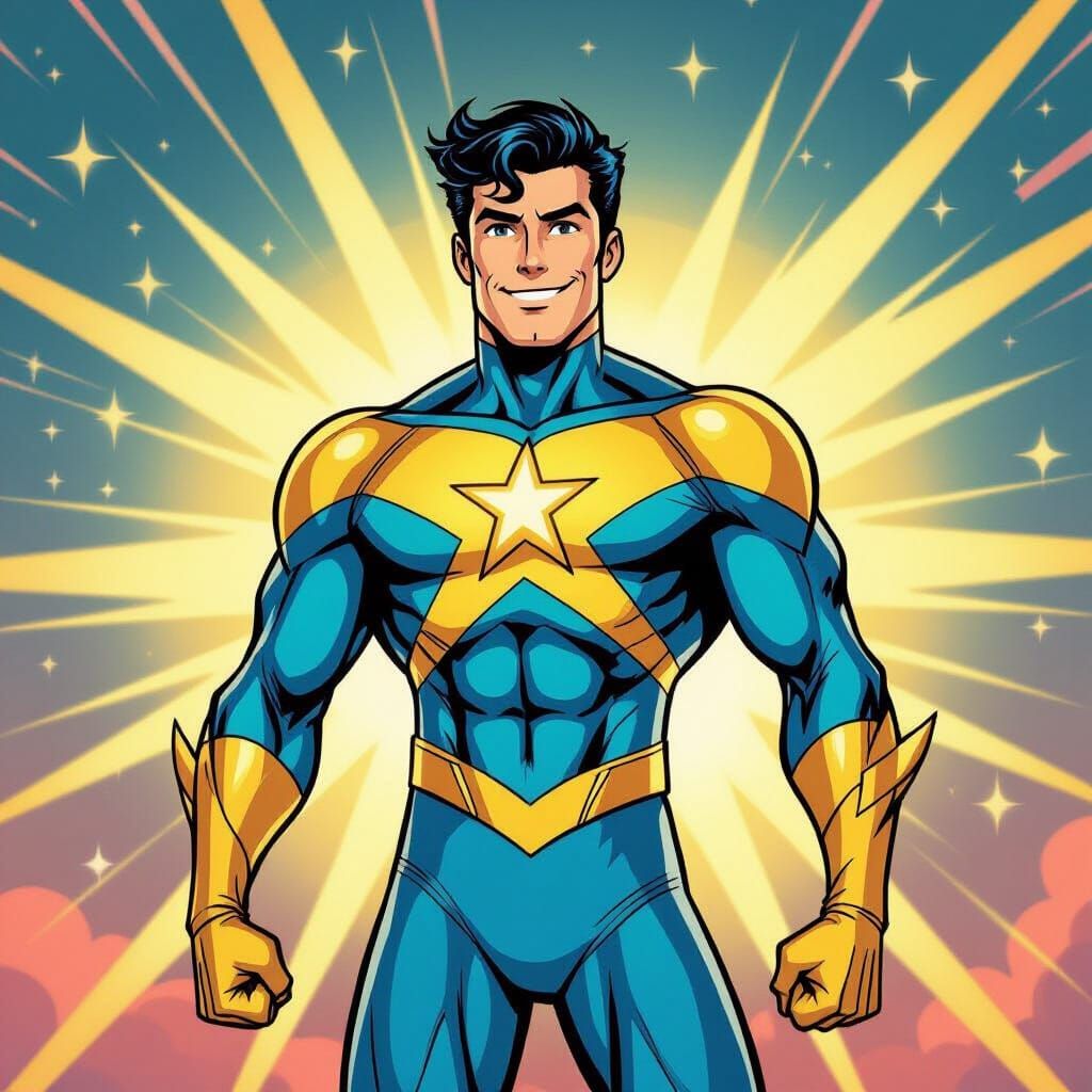 Dynamic Star Man Cartoon in Modern Animation Style