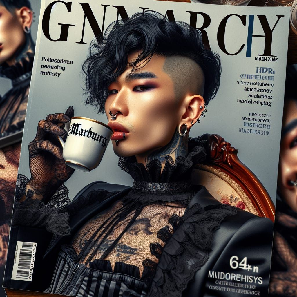Gynarchy Magazine Cover: Androgynous Beauty in Frills