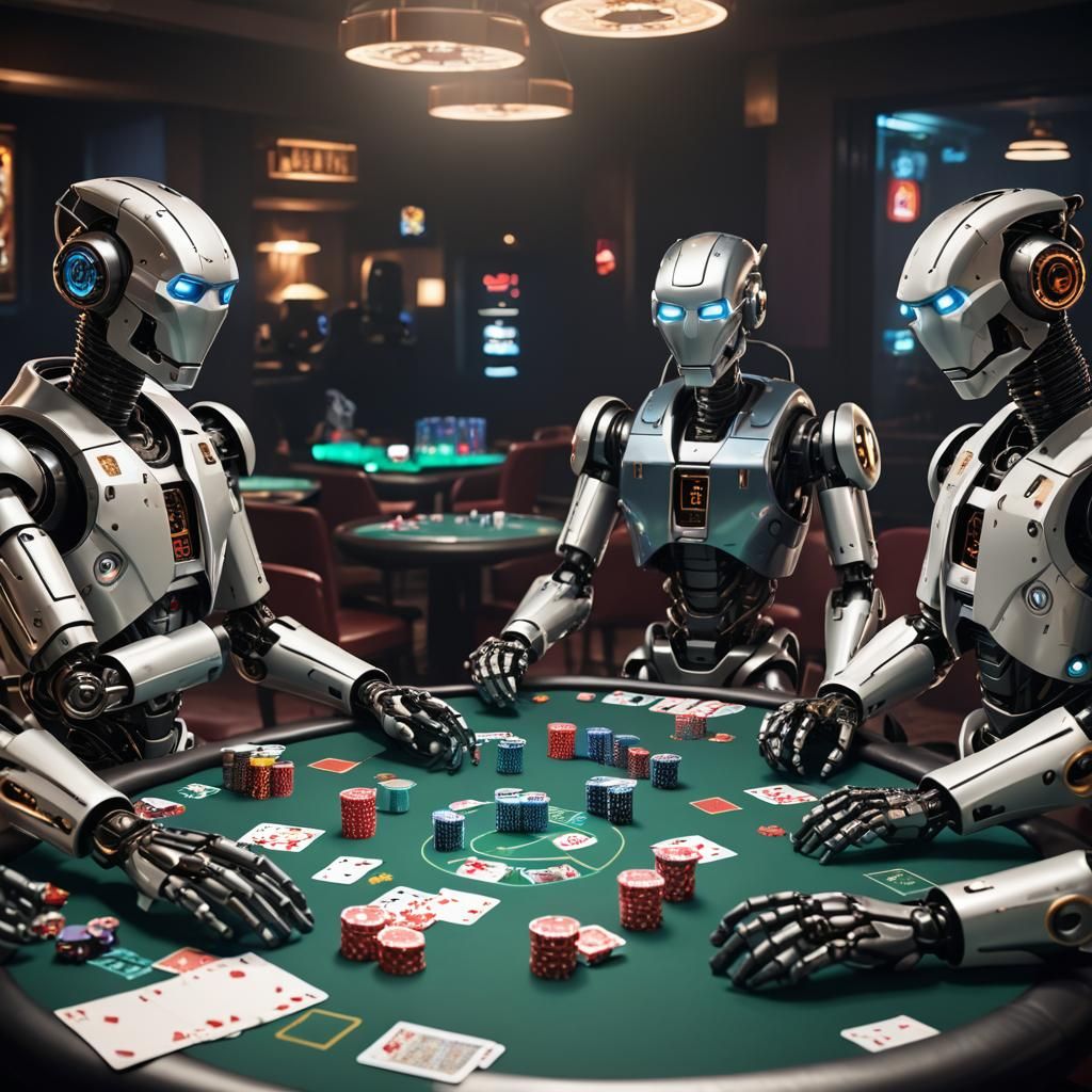 Robots Playing Poker in a Futuristic Room