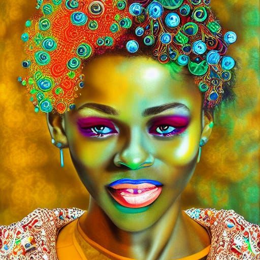 Elaborate Mixed Media Portrait with Flowing Eddy