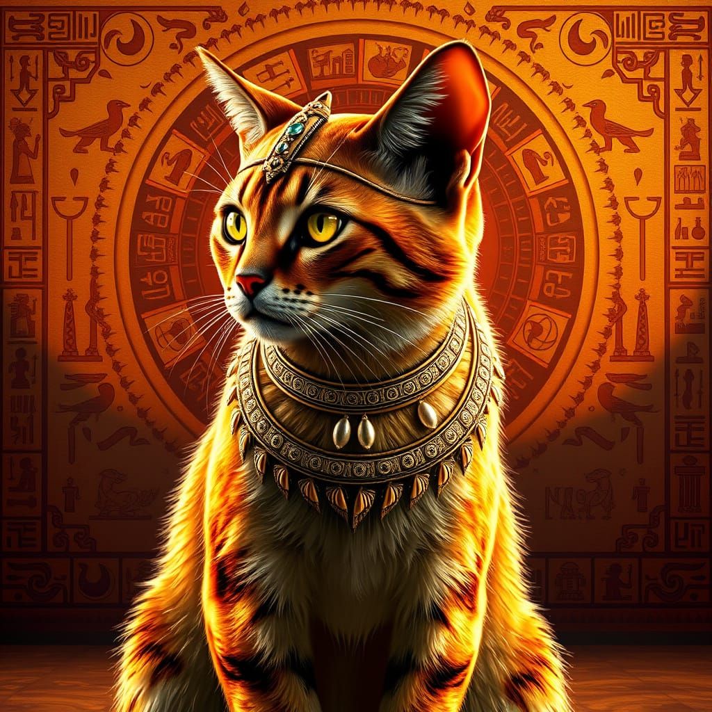 Regal Feline Pharaoh in Ancient Egyptian Splendor