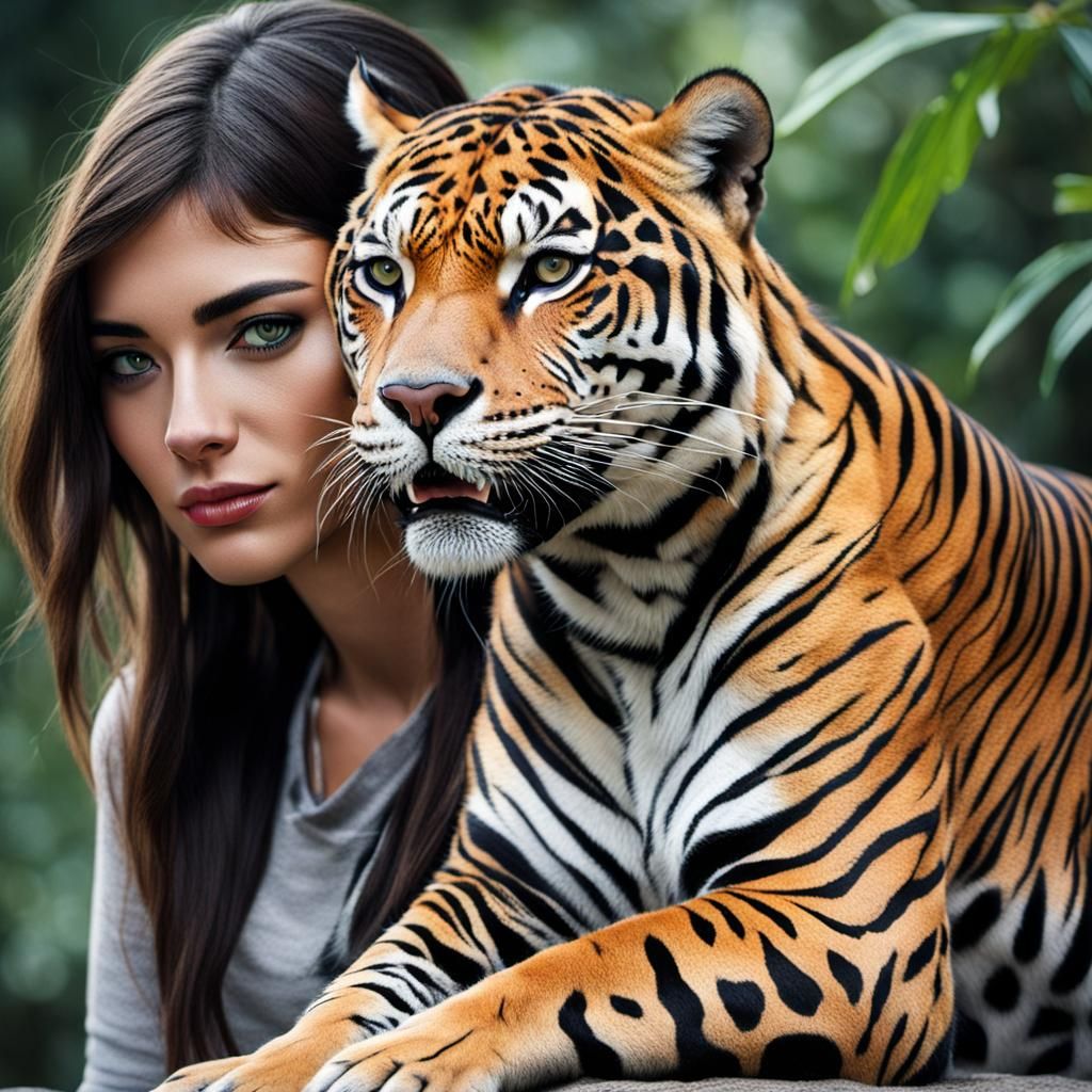 Hybrid Girl: Jaguar and Tiger Fusion