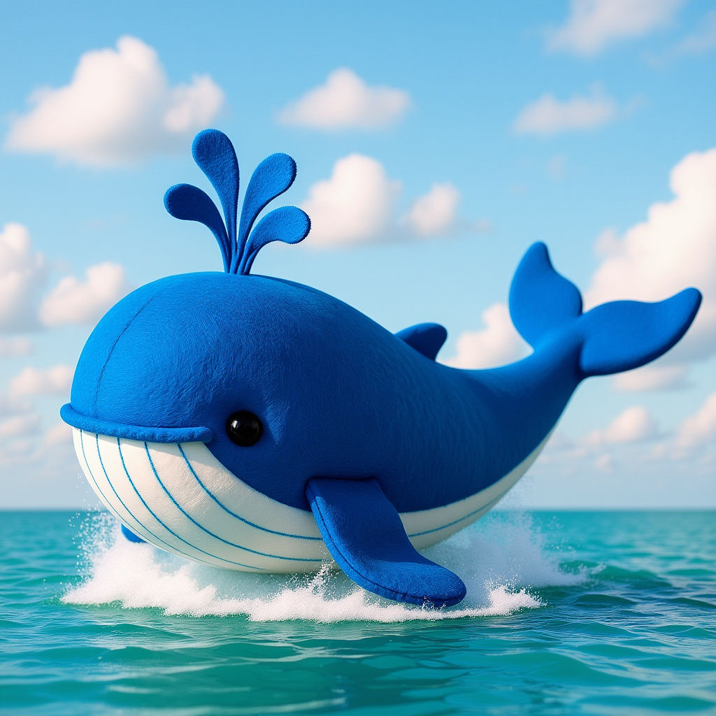 Cute Blue Felt Whale Art