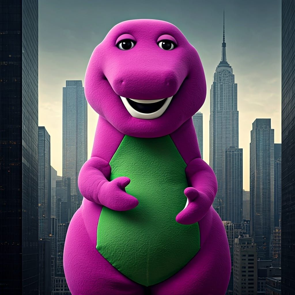 Dystopian Dinosaur Cityscape in Digital Art Style