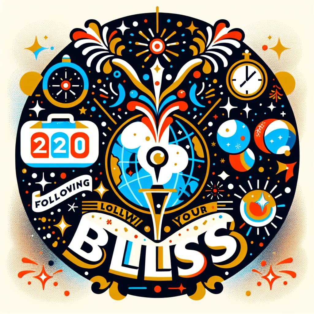 Vibrant New Year Celebration Logo with Fireworks and Globe