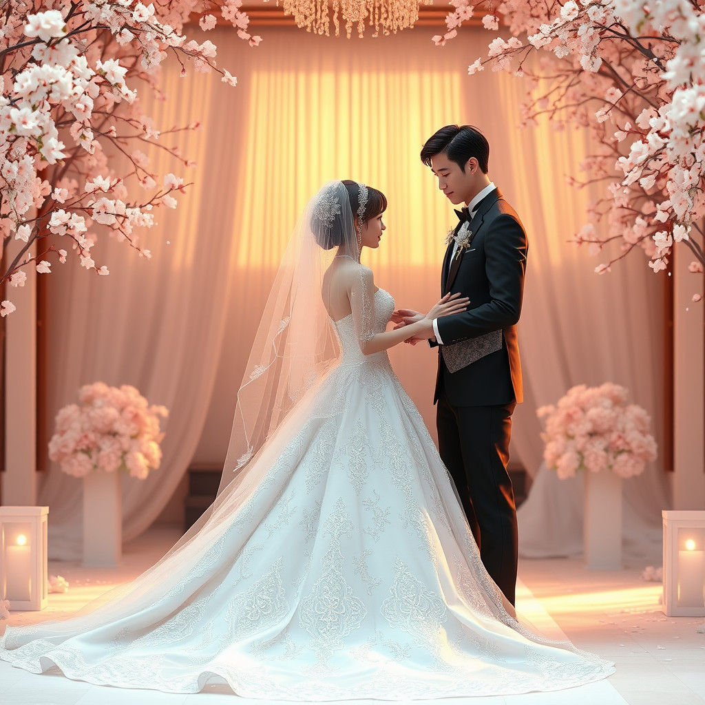 Romantic Anime Wedding at Golden Hour