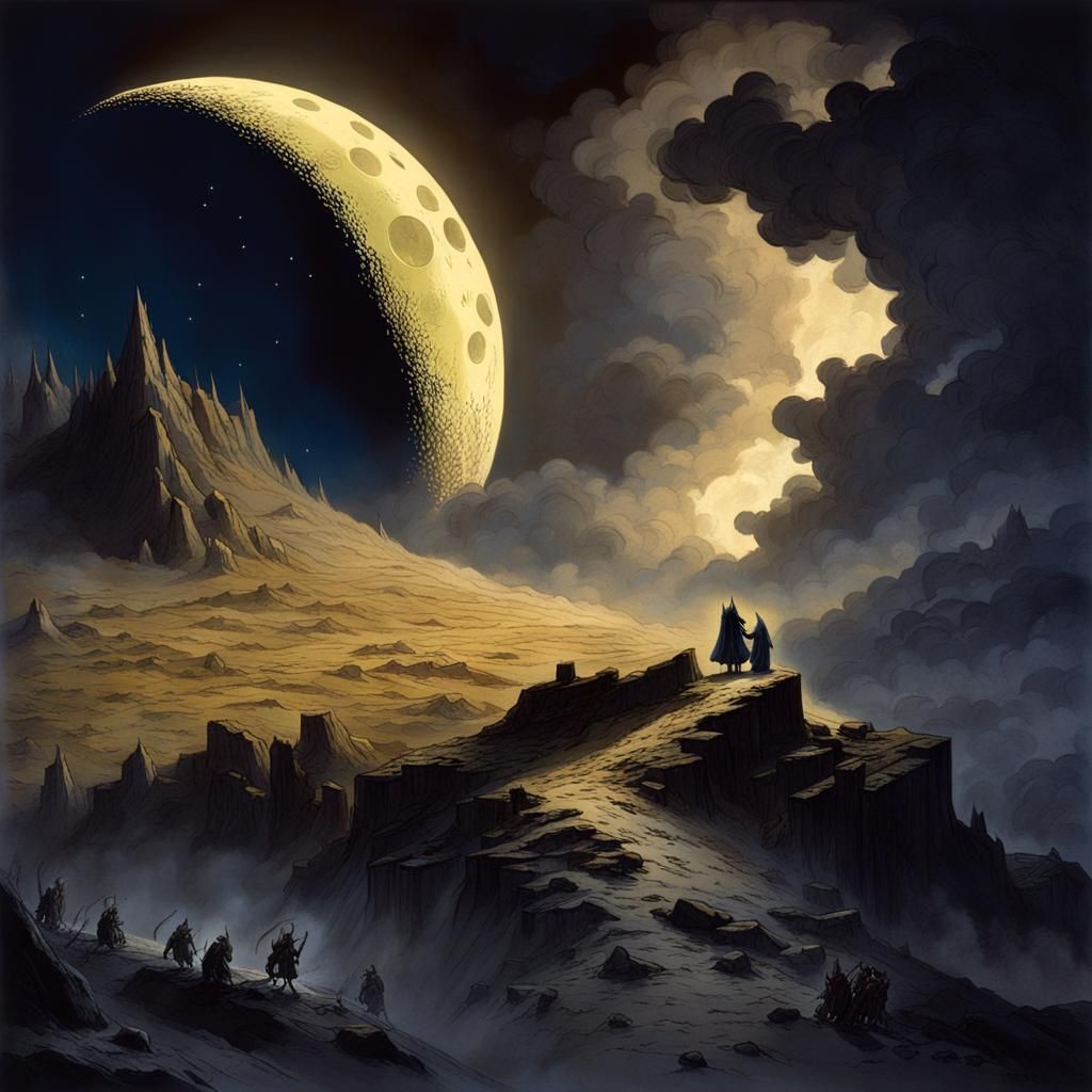 Moon King Awaits Destruction: Gothic Horror Art