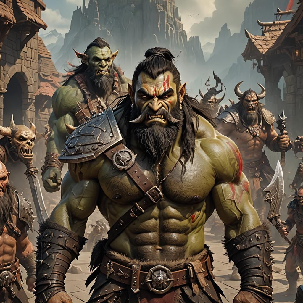 Half-Orc Barbarian Concept Art in 8K Resolution