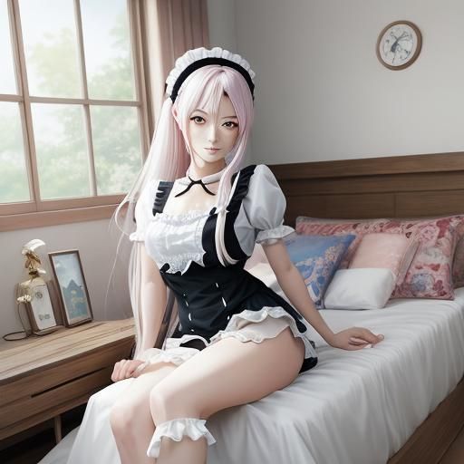 Anime Maid in Underwear on a Hot Day