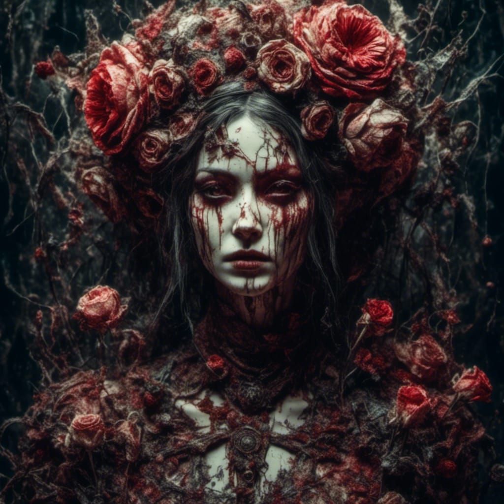 Floral Woman in Macabre Horror Fantasy Art