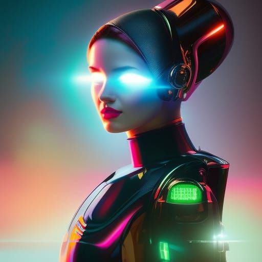 Beautiful Robot Ballerina Portrait in Digital Art Style