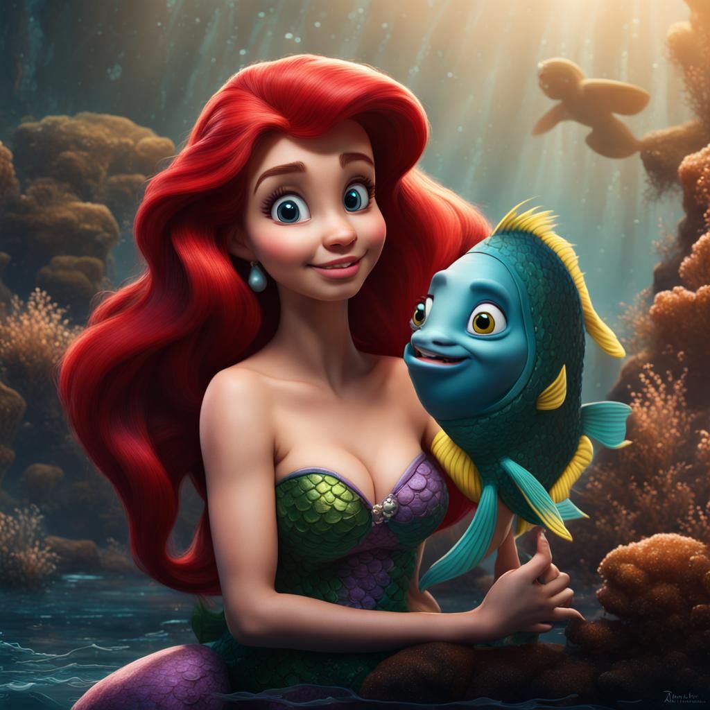 Ariel and Flounder: Detailed Matte Painting