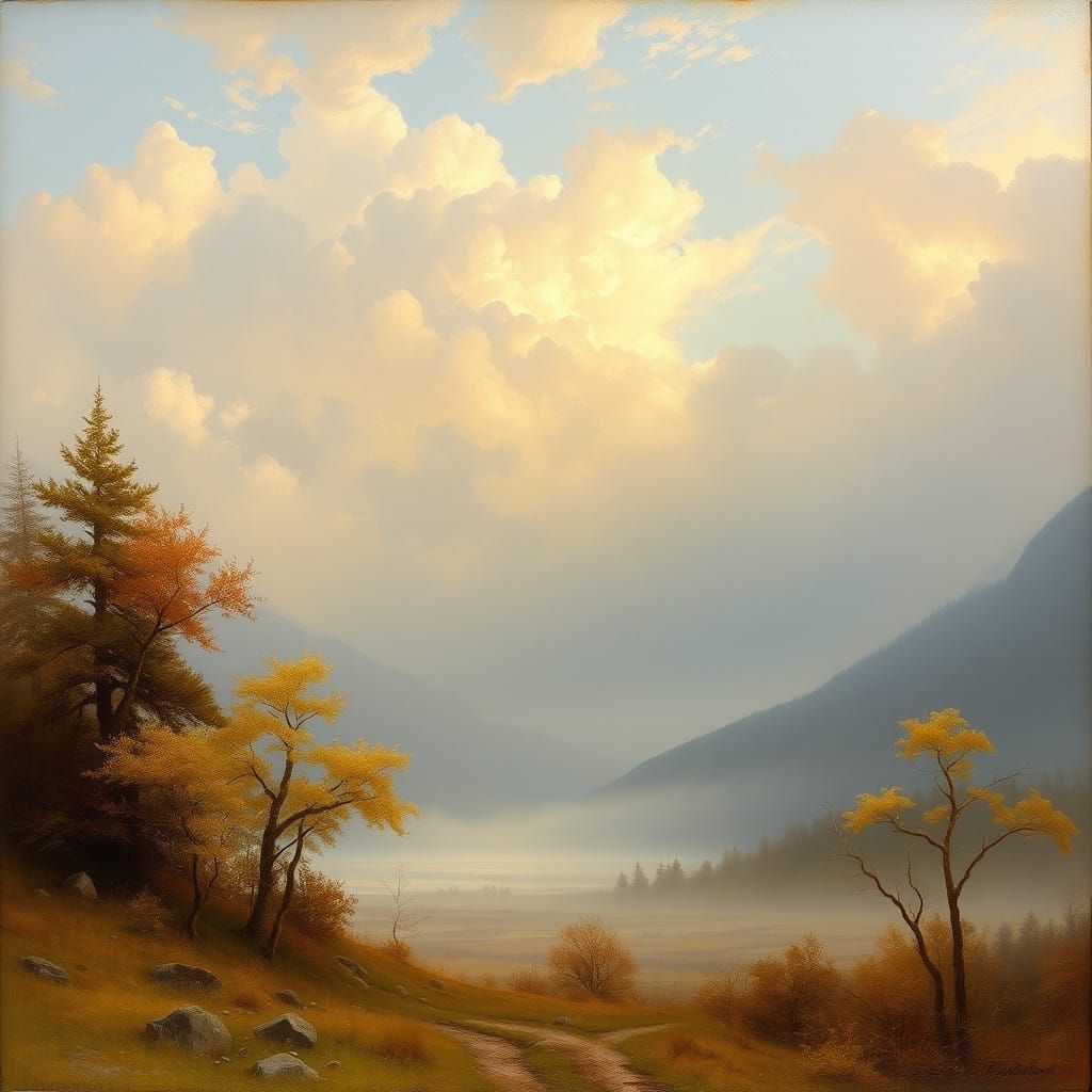 Romantic Era Landscape in Warm Golden Tones
