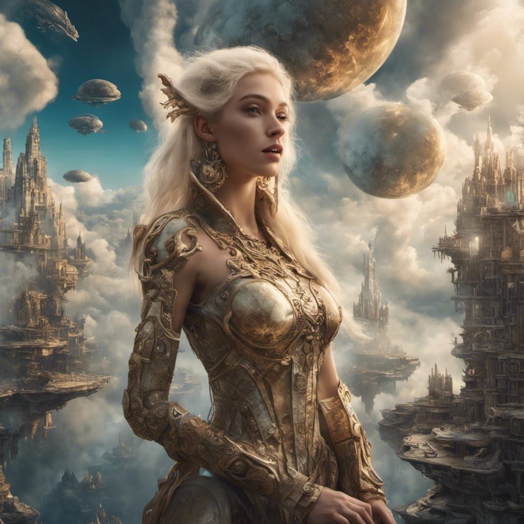 Fantasy Woman on Floating City Sees Alien Heritage