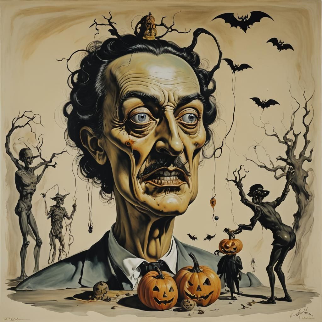 Surreal Halloween Dreamscape in Surrealist Style