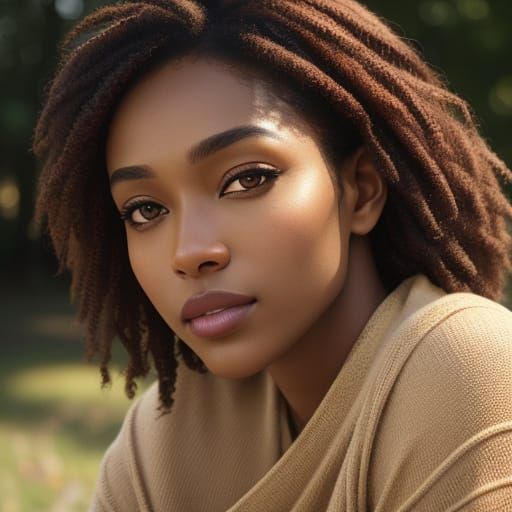 Warm Brown Skin Portrait with Golden Glow