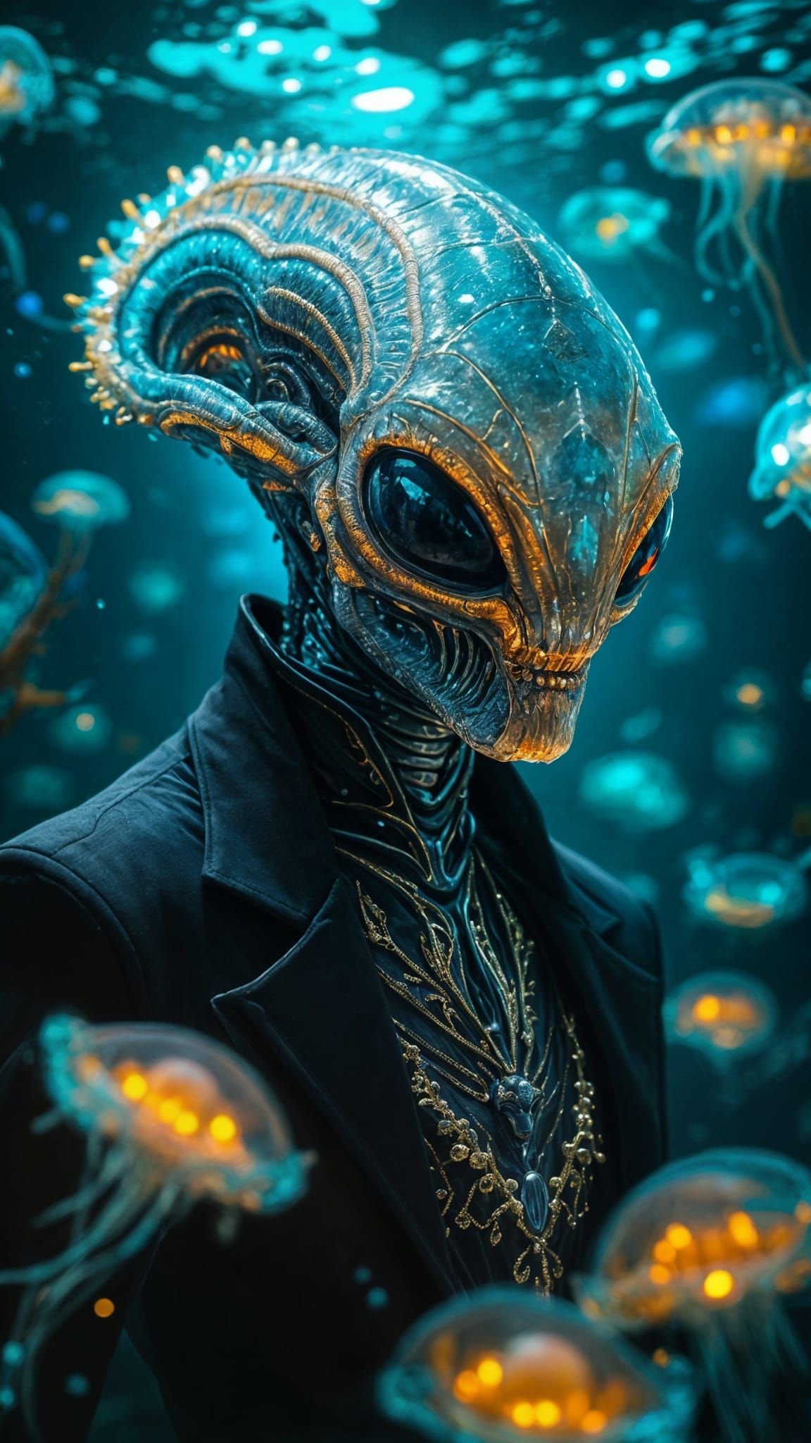 Underwater Alien Axolotl Royal Portrait