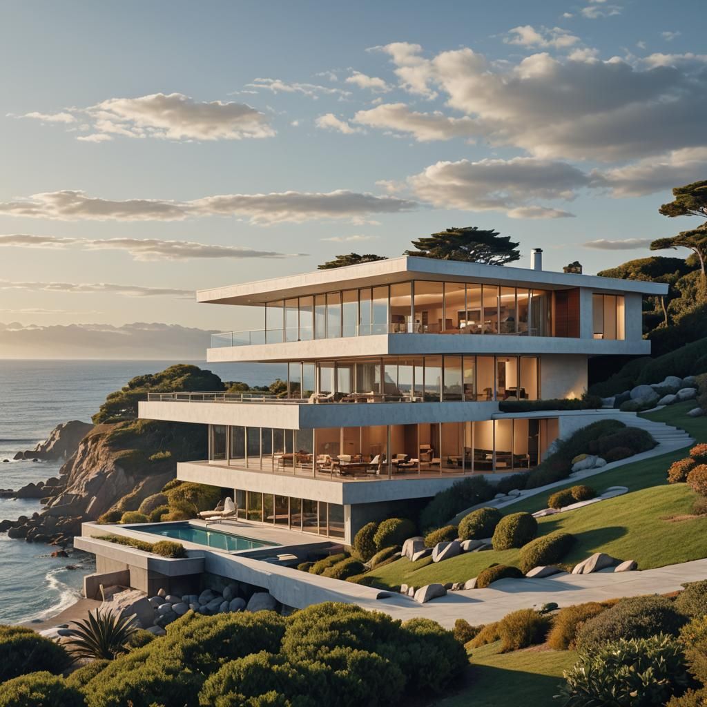 Mid-Century Modern House Overlooking Ocean: Architectural Ph...