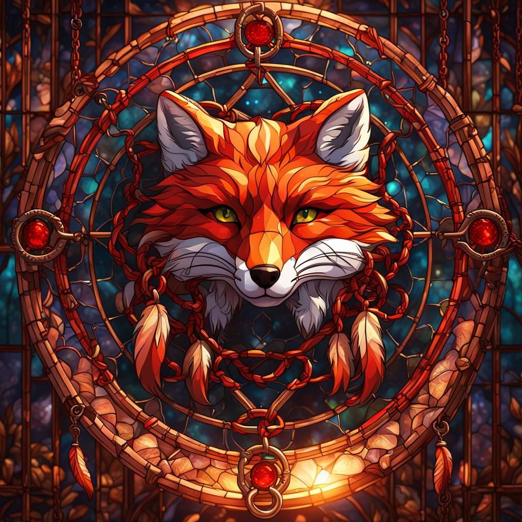 Fox Dream Catcher in 3D Stained Glass