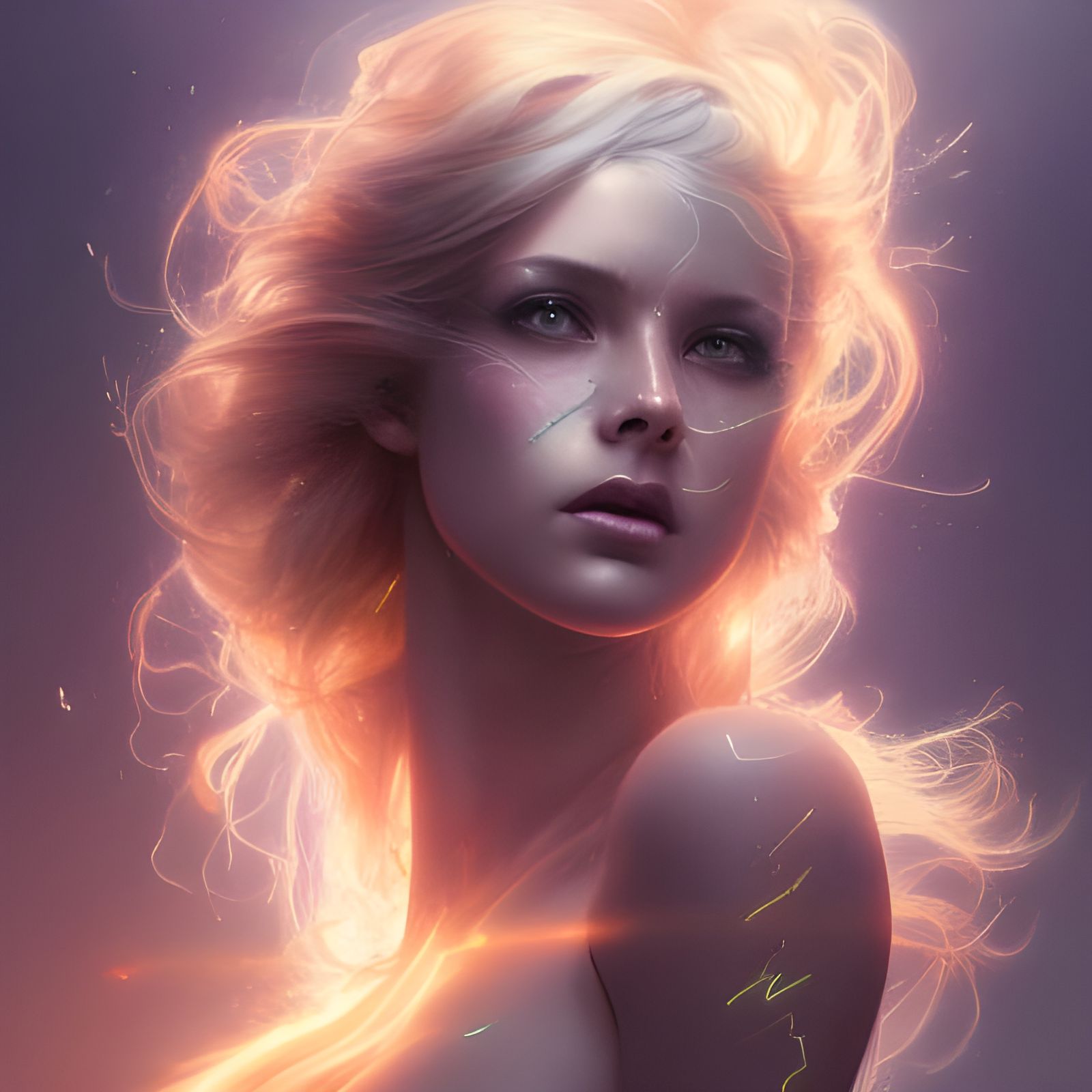 Electric Goddess Portrait in Hyperdetailed Digital Art