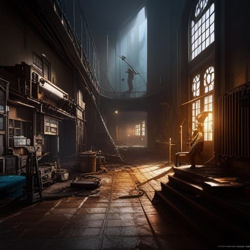 Electrician at Work: Detailed Matte Painting
