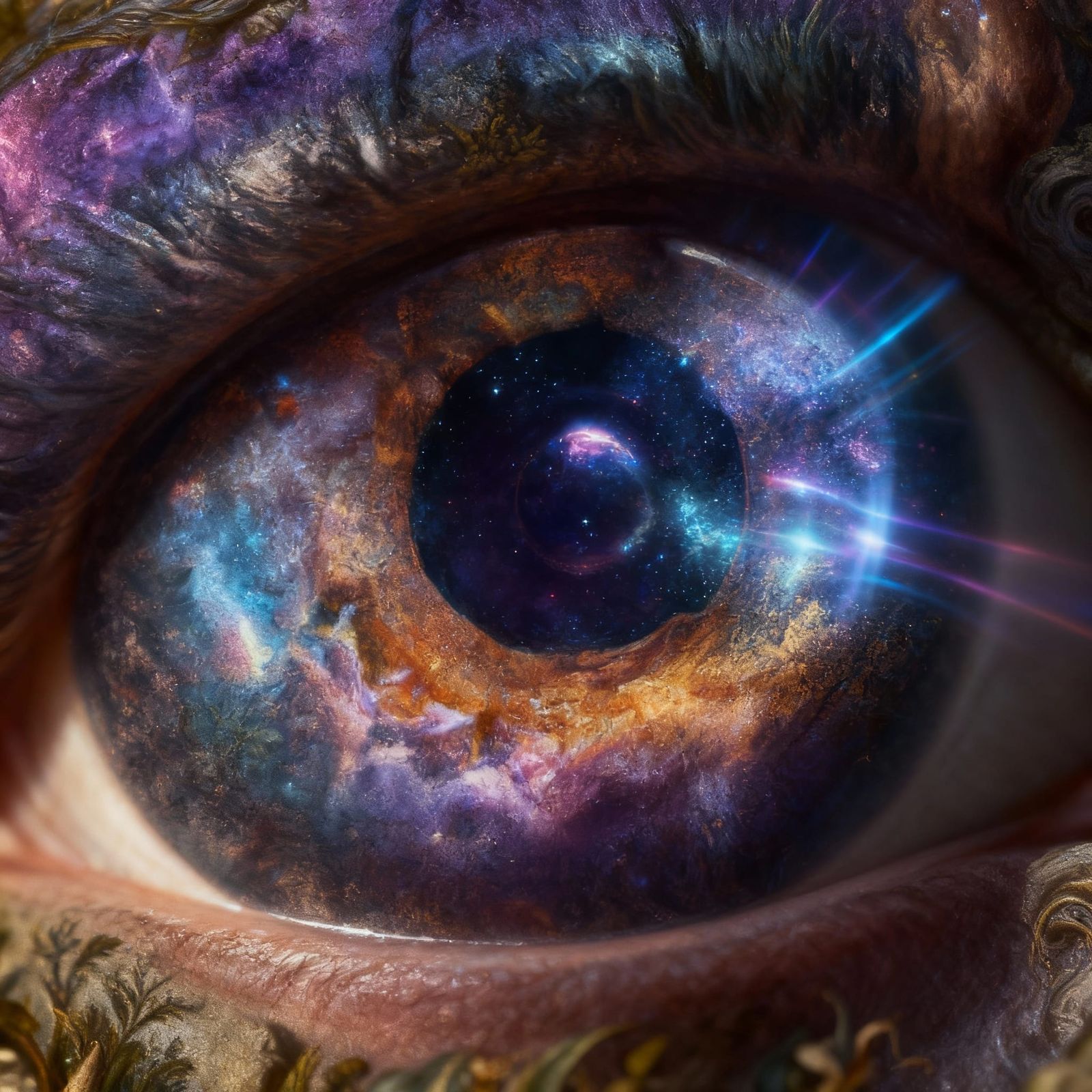 Eye Pupil Reflecting Nebula Galaxy in Photorealistic Style
